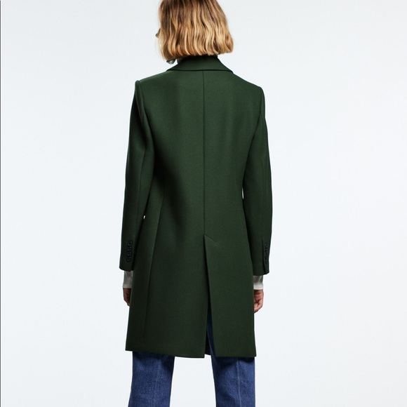 NWT ZARA Menswear Style Wool Coat Green XXL Blogger’s Favorite - Picture 6 of 11